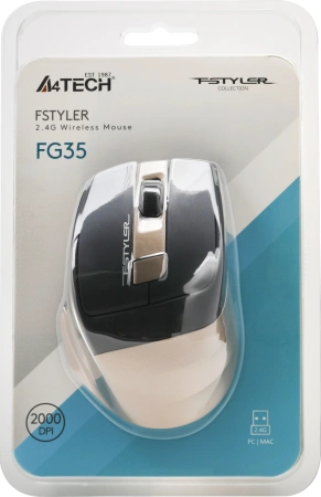 Мышь A4Tech Fstyler FG35 бронзовый/черный оптическая (2000dpi) беспроводная USB (6but)