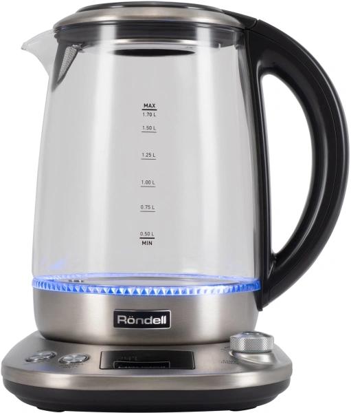 Чайник электрический Rondell RDE-1003 1.7л. 2200Вт черный корпус: стекло/металл