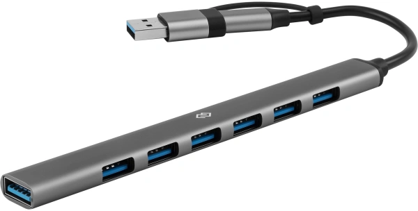 Разветвитель USB-C+ USB-A Digma DHUB-7USB-AC-2.0 7порт. черный