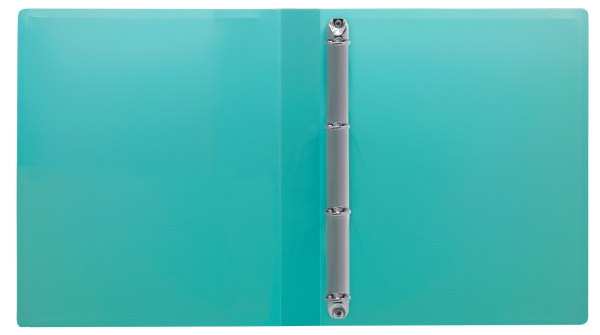 Папка панорама на 4-х кольцах Бюрократ Pastel PAST0740/4RGRN A4 пластик 0.7мм кор.40мм торц.карм с бум. встав мятный