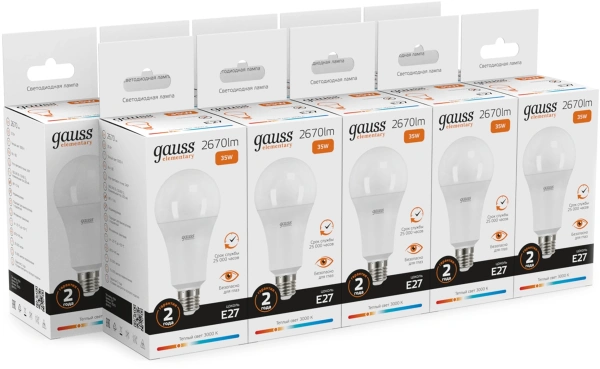 Лампа светодиодная Gauss Globe Elementary 35Вт цок.:E27 (упак.:10шт) груша 220B св.свеч.бел.теп. А67
