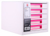 Бокс для документов Deli EZ01043 Rio 5 выдвижных ящиков 277х344х259мм белый/малиновый пластик