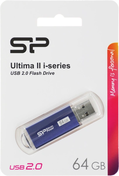Флеш Диск Silicon Power 64GB Ultima II-I Series SP064GBUF2M01V1B USB2.0 синий