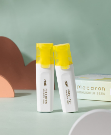 Набор текстовыделителей Deli ES621SYELLOW-P Macaron скошенный пиш. наконечник 1-5мм желтый (10шт.)