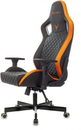 Кресло игровое Knight Outrider черный/оранжевый ромбик эко.кожа с подголов. крестов. металл