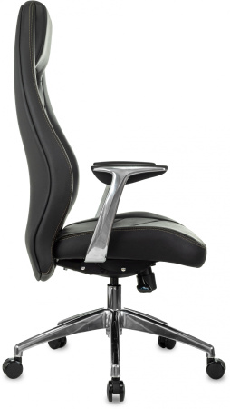 Кресло руководителя Бюрократ _Zen черный кожа крестов. алюминий