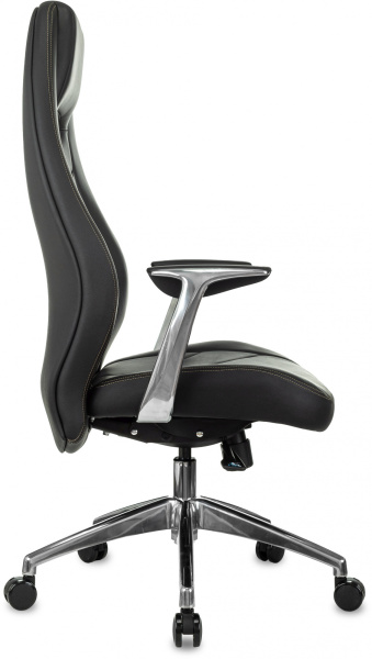 Кресло руководителя Бюрократ _Zen черный кожа крестов. алюминий