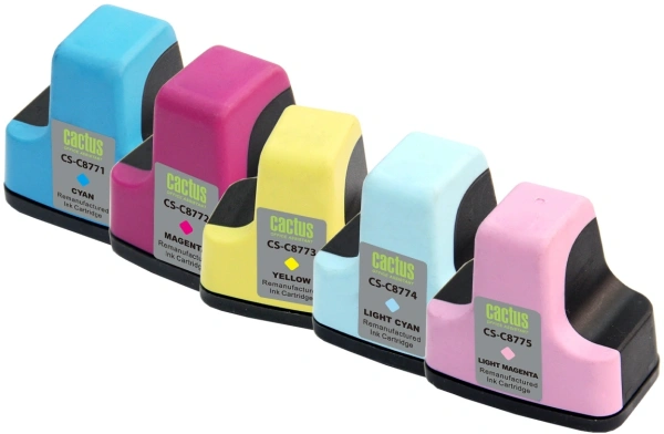 Картридж струйный Cactus CS-C8771/2/3/4/5 №177 голубой/пурпурный/желтый/светло-голубой/светло-пурпурный набор (11.4мл) для HP PS 2113/3313/8253/8200