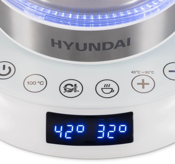 Чайник Hyundai HYK-G5507 1.7л. 2200Вт белый/серебристый (стекло)