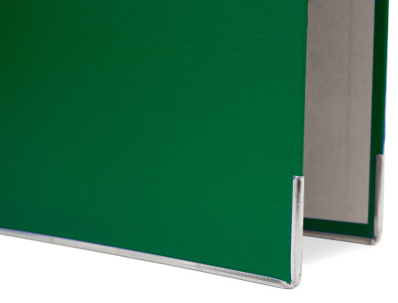 Папка-регистратор Silwerhof 355021-03 A4 75мм ПВХ/бумага зеленый мет.окант. сборная смен.карм. на кор.