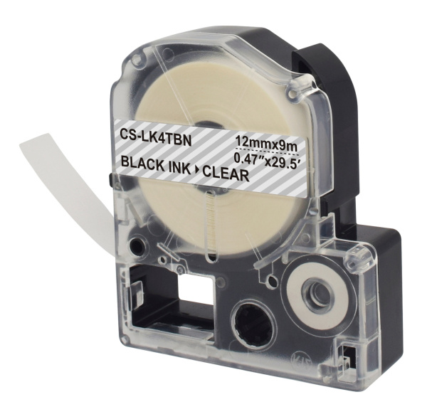 Картридж ленточный Cactus CS-LK4TBN LK-4TBN черный на прозрачном 12x9 для Epson LW300/LW400/LW700/LW600P/LW1000P/K400/Z700/Z900