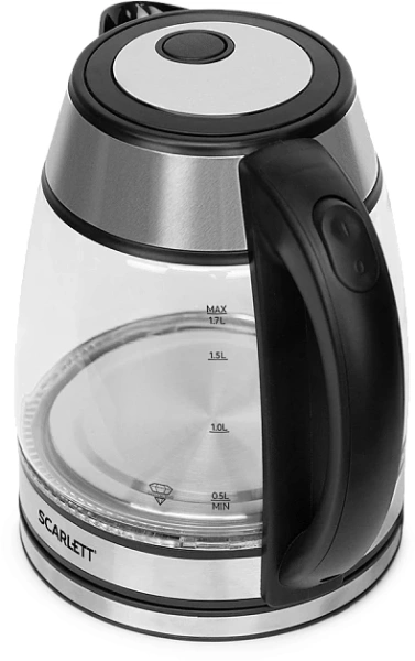 Чайник электрический Scarlett SC-EK27G54 1.7л. 1800Вт серебристый/черный корпус: нерж.сталь/стекло