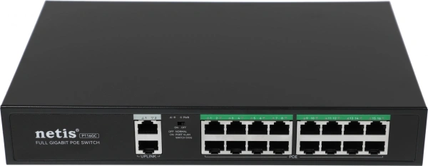 Коммутатор Netis P116GC (L2) 18x1Гбит/с 16PoE+ 240W неуправляемый