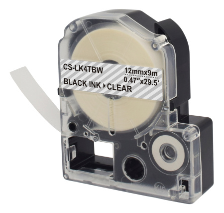 Картридж ленточный Cactus CS-LK4TBW LK-4TBW черный на прозрачном 12x9 для Epson LW300/LW400/LW700/LW600P/LW1000P/K400/Z700/Z900