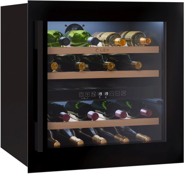 Винный шкаф Lex LWD6036BL dual zone 1-нокамерн. черный стекло (CHAT500007)