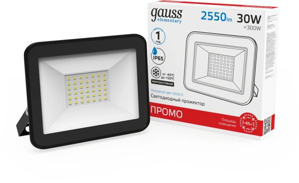 Прожектор уличный Gauss Elementary светодиодный 30Втчерный (613100330P)
