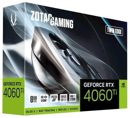 Видеокарта Zotac PCI-E 4.0 RTX 4060 Ti TWIN EDGE NVIDIA GeForce RTX 4060TI 8Gb 128bit GDDR6 2535/18000 HDMIx1 DPx3 HDCP Ret
