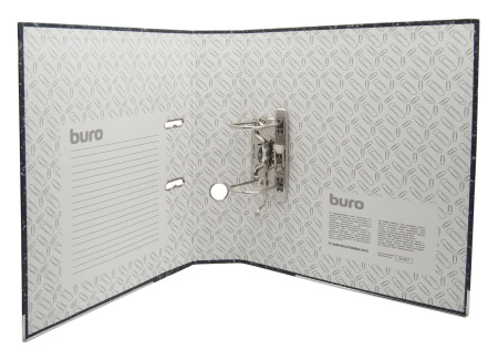 Папка-регистратор Buro МP75-237BК/SBURO A4 75мм картон/бумага черный мет.окант. сборная