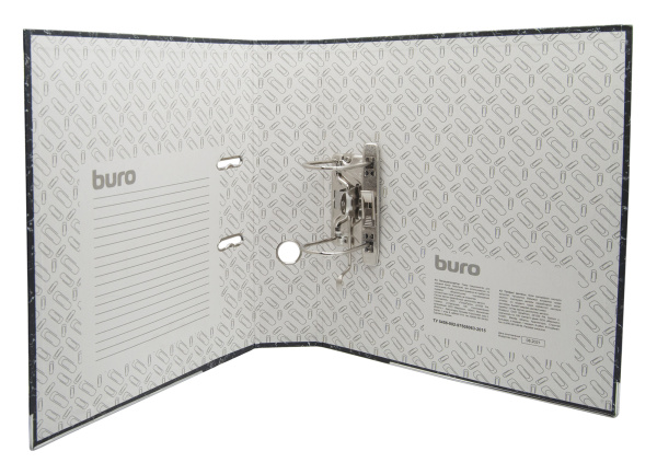 Папка-регистратор Buro МP75-237BК/SBURO A4 75мм картон/бумага черный мет.окант. сборная
