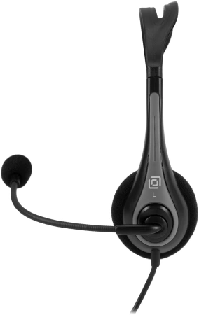 Наушники с микрофоном Оклик HS-M300 черный/серый 1.8м накладные оголовье (1876323)