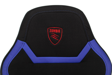 Кресло игровое Zombie 10 черный/синий текстиль/эко.кожа крестов. пластик