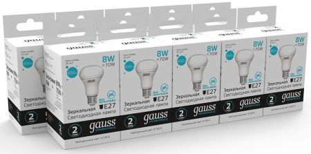 Лампа светодиодная Gauss Elementary 63228 8Вт цок.:E27 рефлек. 220B 4100K св.свеч.бел.нейт. (упак.:10шт)