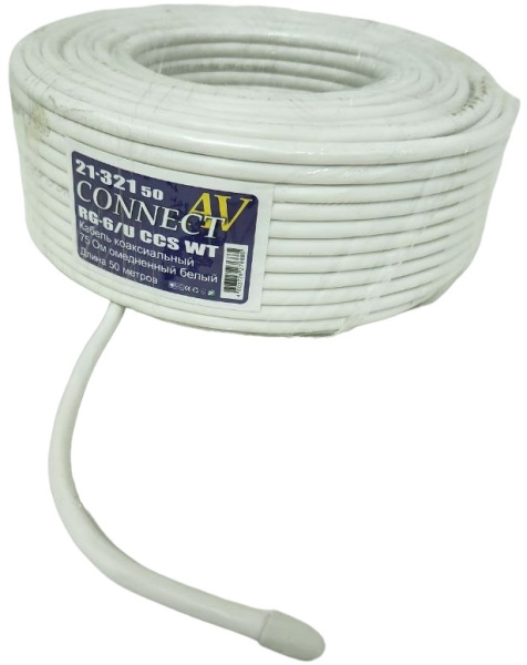 Кабель Premier CONNECT-AV RG-6/U CCS WT 100м. белый (21-321 100)
