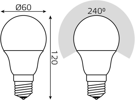 Лампа светодиодная Gauss A60 10Вт цок.:E27 груша 220B 2700K св.свеч.бел.теп. (упак.:1шт) (102502110-T)
