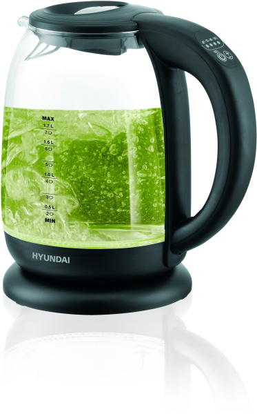 Чайник электрический Hyundai HYK-S3809 1.7л. 2200Вт черный (корпус: стекло)