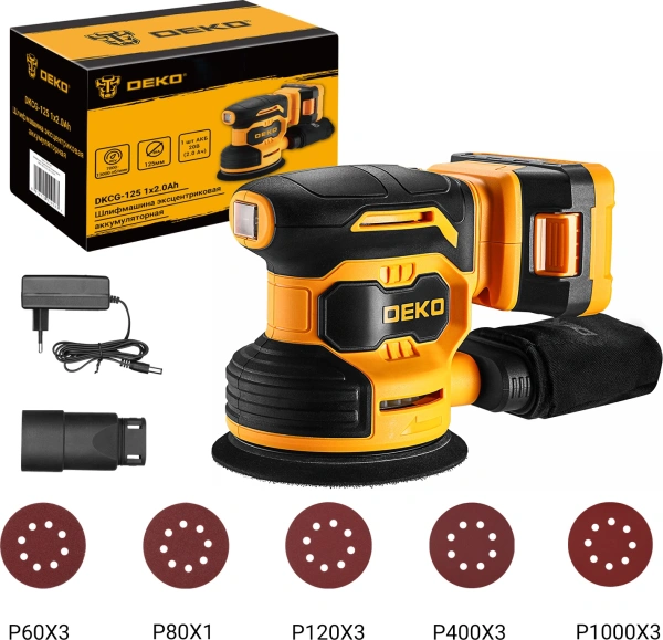 Эксцентриковая шлифмашина Deko DKCG-125 D125мм аккум. (084-1041)