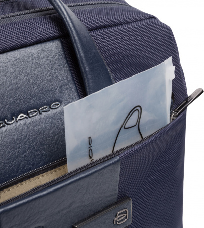 Сумка дорожная Piquadro BRIEF2 (BV4729BR2/BLU) 40x36x16см 24л. нейлон/натур.кожа темно-синий