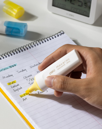 Набор текстовыделителей Deli ES621SYELLOW-P Macaron скошенный пиш. наконечник 1-5мм желтый (10шт.)