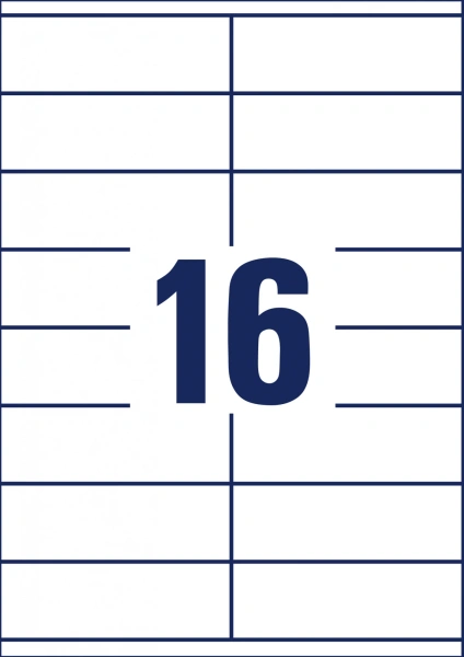 Этикетки Avery Zweckform 3423 A4 105x35мм 16шт на листе/70г/м2/100л./белый матовое самоклей. универсальная