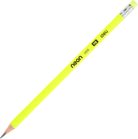 Карандаш ч/г Deli EU51600 Neon HB трехгран. тополь карт.кор. (12шт) ластик
