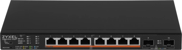 Коммутатор Zyxel XMG1915-10EP-EU0101F (L2+) 8x2.5Гбит/с 2SFP+ 8PoE++ 130W управляемый
