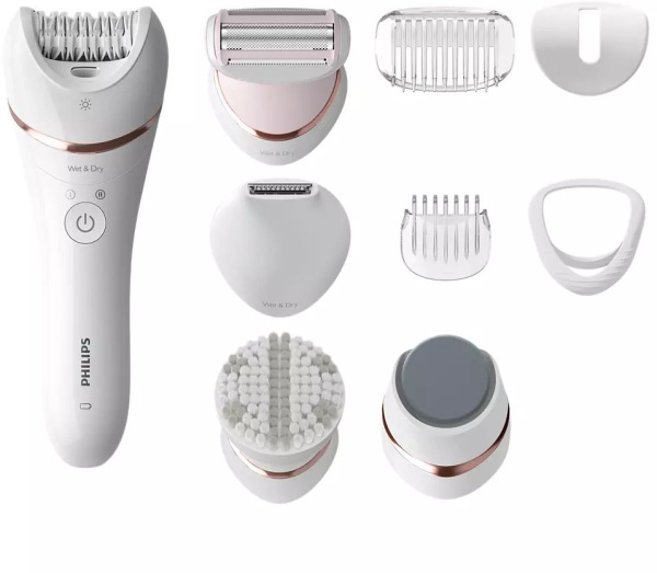 Эпилятор Philips BRE740/10 скор.:2 насад.:8 от аккум. белый