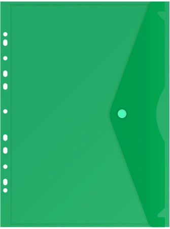 Конверт на кнопке Бюрократ -PK880 A4 с перфорац. по длинной стороне пластик 0.18мм ассорти