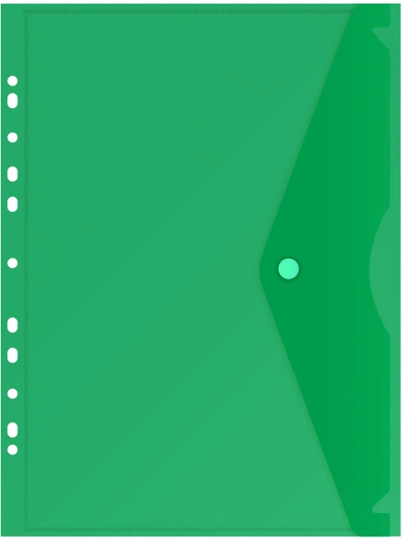 Конверт на кнопке Бюрократ -PK880 A4 с перфорац. по длинной стороне пластик 0.18мм ассорти