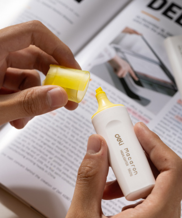 Набор текстовыделителей Deli ES621SYELLOW-P Macaron скошенный пиш. наконечник 1-5мм желтый (10шт.)