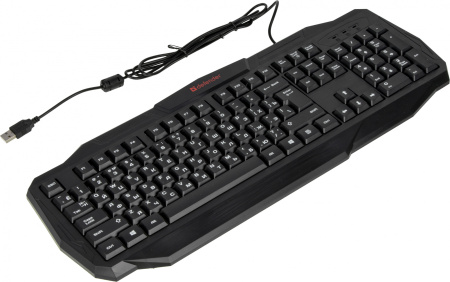 Клавиатура Defender Ultra HB-330L черный USB LED (подставка для запястий)
