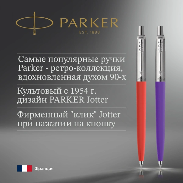 Набор ручек Parker Jotter Originals 80s Retrowave (2186314) Vermilion Red/Indigo Purple M син. черн. блистер ручка шариковая 2шт.
