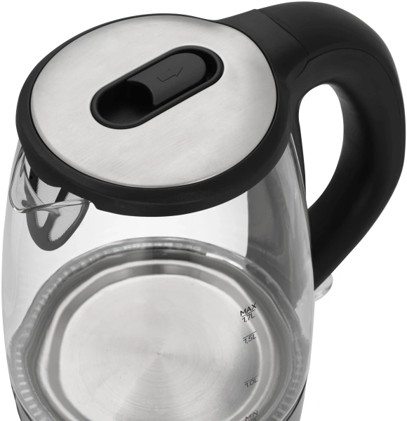 Чайник электрический Vitek VT-1180 1.7л. 2200Вт серебристый/черный корпус: стекло/пластик