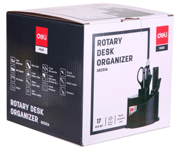 Настольный набор Deli E38251A (16 предметов) пластик черный