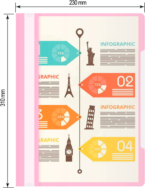 Папка-скоросшиватель Бюрократ Pastel -PSLPAST/PINK A4 прозрач.верх.лист пластик розовый 0.14/0.18