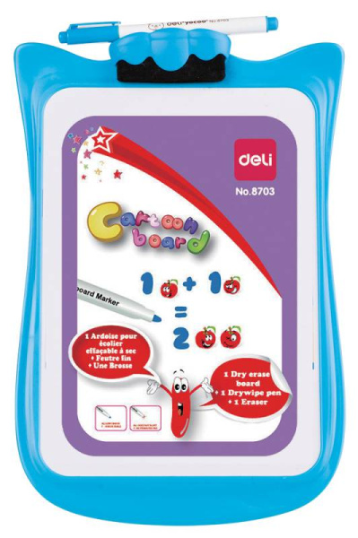 Доска маркерная Deli E8703 лак белый 20.6x30.3см пластик рама двухсторонняя маркер/стиратель