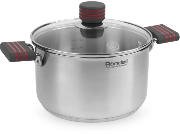 Кастрюля Rondell Stripes RDS-1280 3.4л. d=20см (с крышкой) стальной