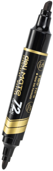 Маркер перманентный Deli EU72-BK двойной пиш. наконечник 1-5мм черный