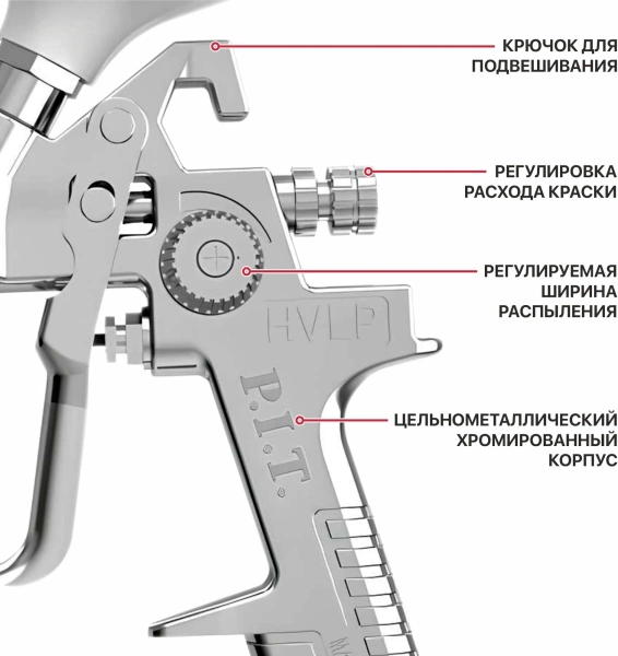 Краскораспылитель P.I.T. PSG600-A 240л/мин соп.:1.4мм бак:0.6л серебристый/белый