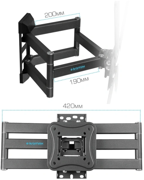 Кронштейн для телевизора Kromax CORBEL-12 титан 32"-75" макс.45кг настенный поворот и наклон