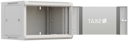 Шкаф коммутационный Бастион SKAT TB-6W660GF-G (4418) настенный 6U 600x600мм пер.дв.стекл металл направл.под винты 60кг серый 500мм 18.8кг 220град. 370мм IP20 сталь укомплектованный